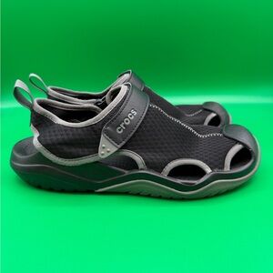 Crocs Swiftwater Mesh Mens Sandals Black Grey Water Shoes Beach